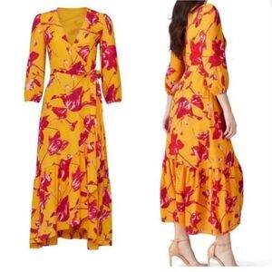Color Me Courtney RTR Bright Orchid Floral Eleanor Wrap Maxi Dress Sz M